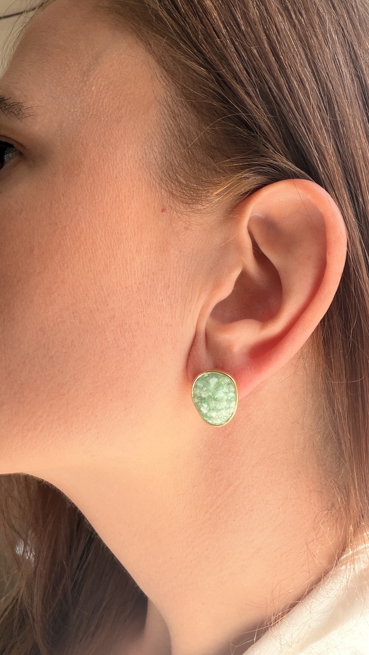 Circle of Fragments Earrings - 18k Gold Plated - Amazonite - Picture 3 of 4